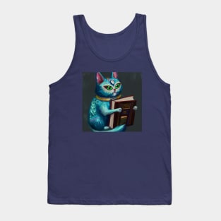 Blue Cat Gains Third Eye After Reading Book Tank Top